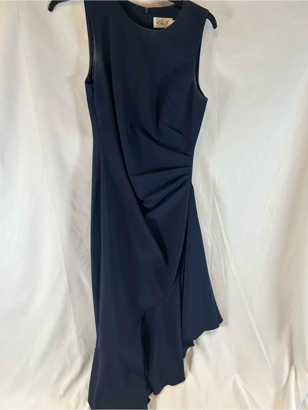 Navy Sleeveless Draped Dillards Dress